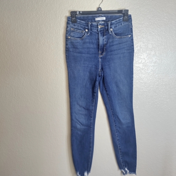 GOOD AMERICAN GOOD LEGS SKINNY STRETCH JEANS DISTRESSED CUFFS 4 / 27 - Picture 2 of 12